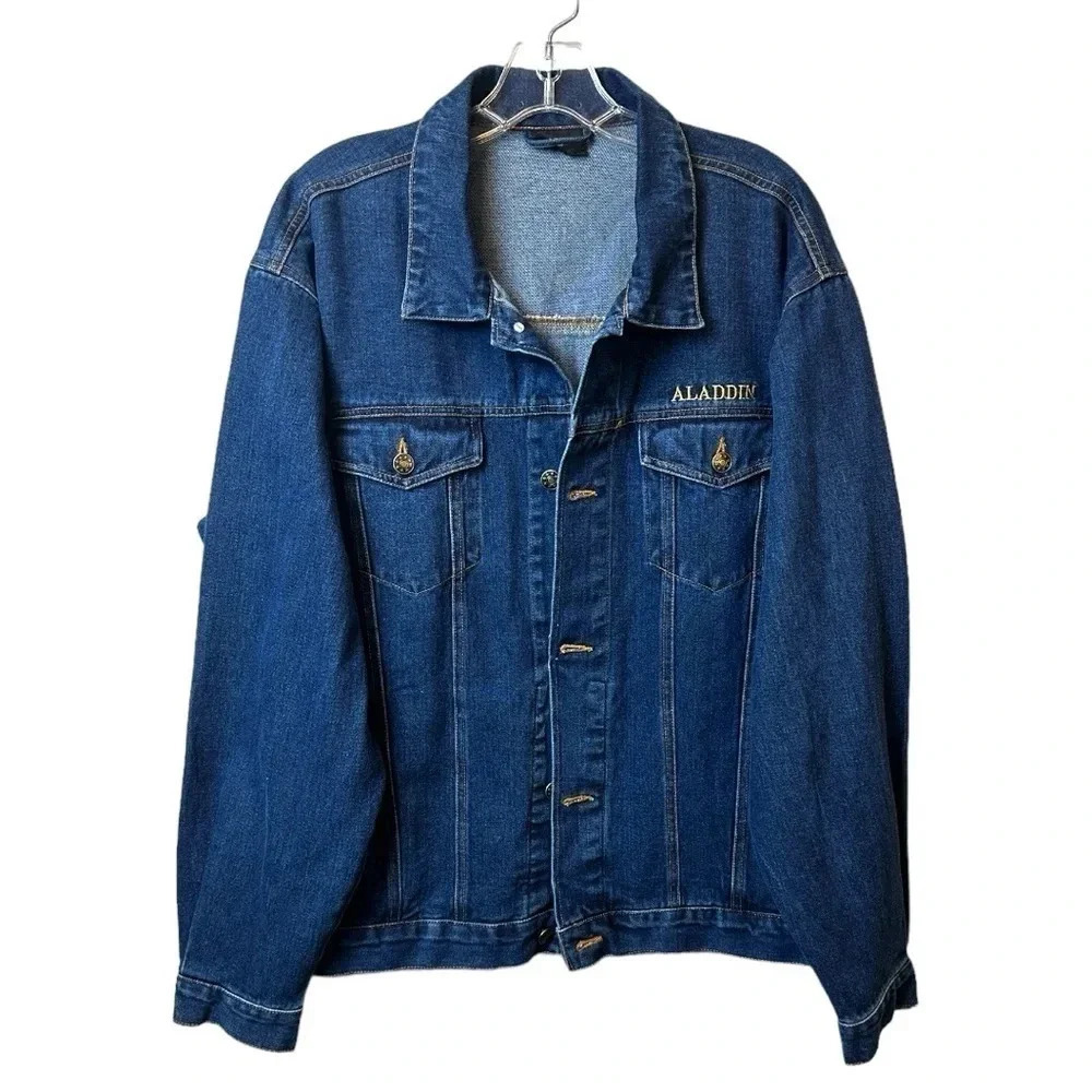 Vintage 90’s‎ Aladdin Las Vegas Casino Genie Lamp Jean Jacket Mens Size L - Picture 2 of 9